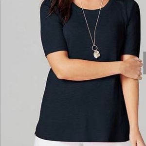 JJill Pima scoop neck elbow sleeve tee. Never worn. Size L, navy blue.